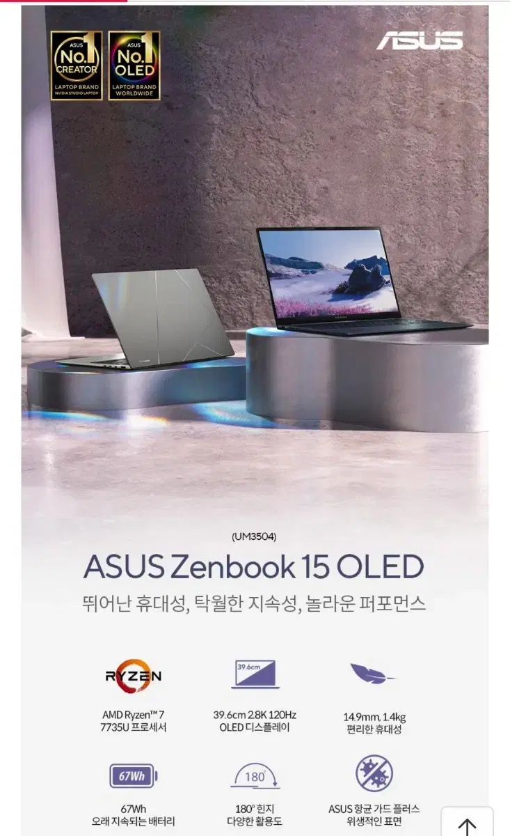 미개봉 ASUS 젠북 15 OLED UM3504 15.6인치 3K